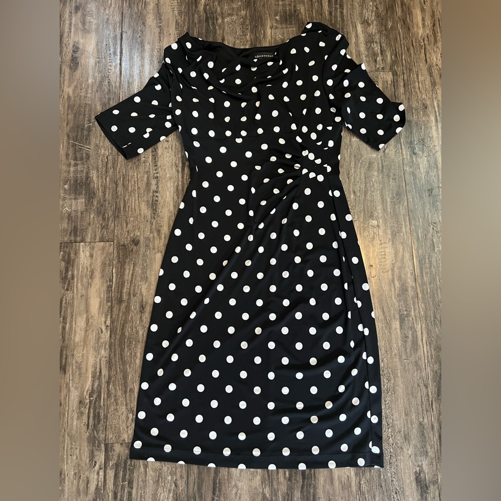 Connected Apparel Black and White Polka Dot Dress